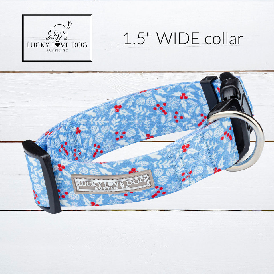 pale blue winter holiday christmas dog collar