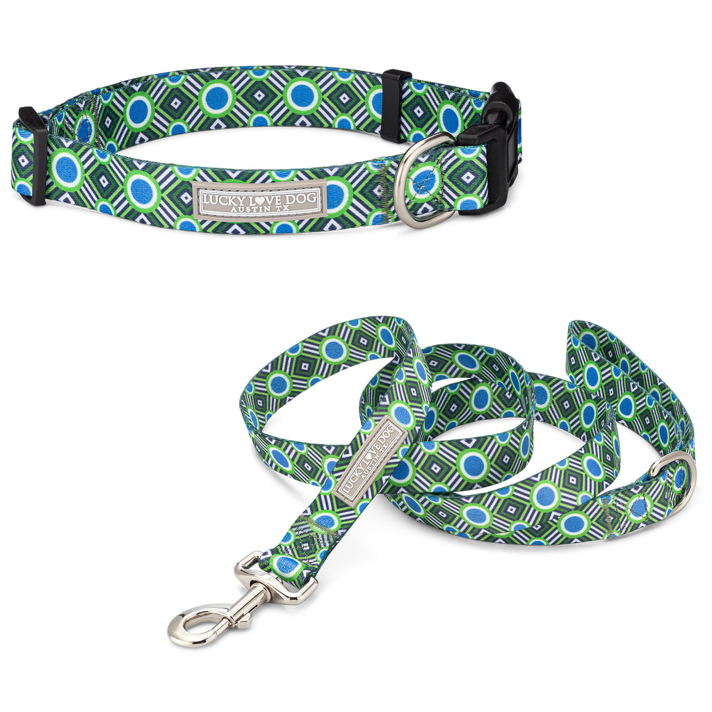 Blue green Leo collar combo