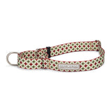 Red and white patterned Lucky Love Dog martingale collar.