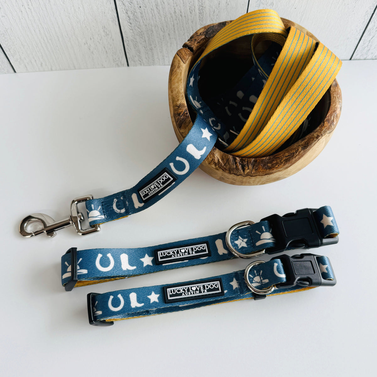 western dog collar and leash