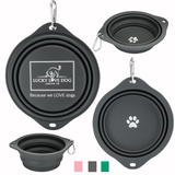 gray collapsible silicone travel bowl all views