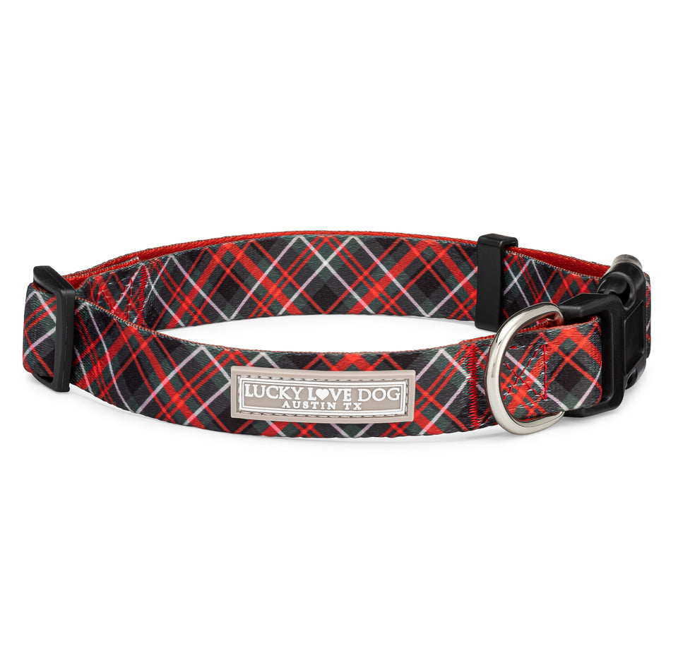 cute classic holiday plaid dog collar