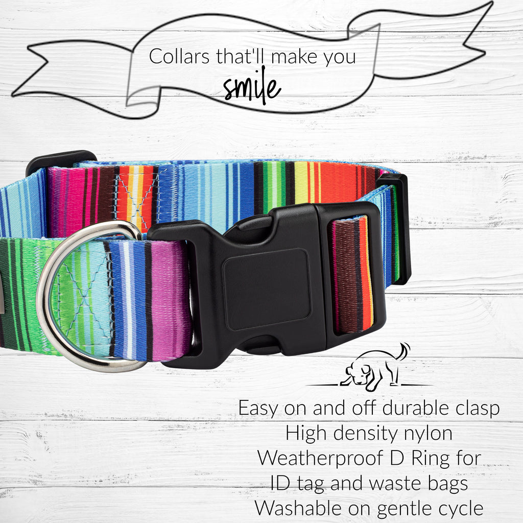 fiesta mexican striped dog collar clasp detail