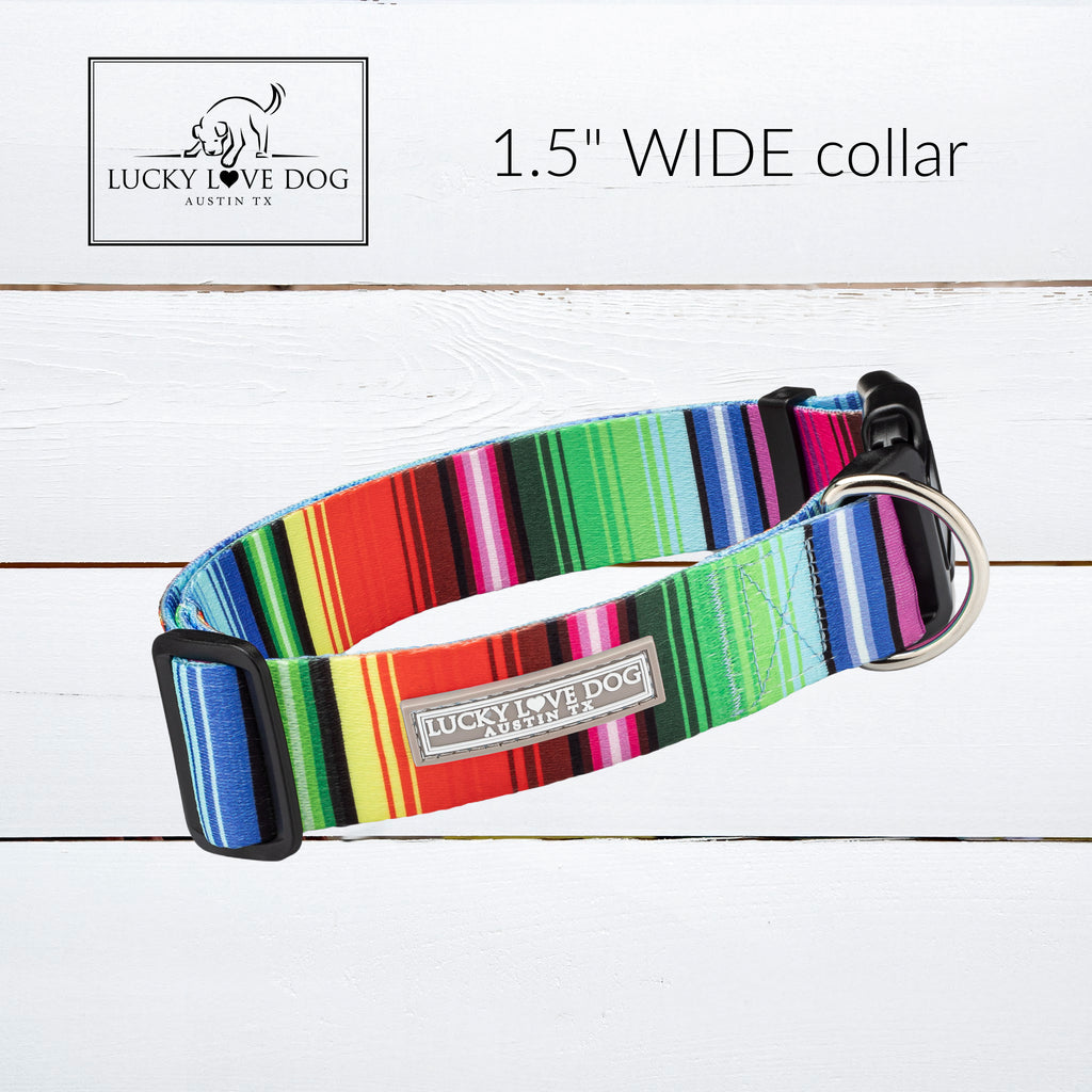 fiesta mexican bold striped wide dog collar